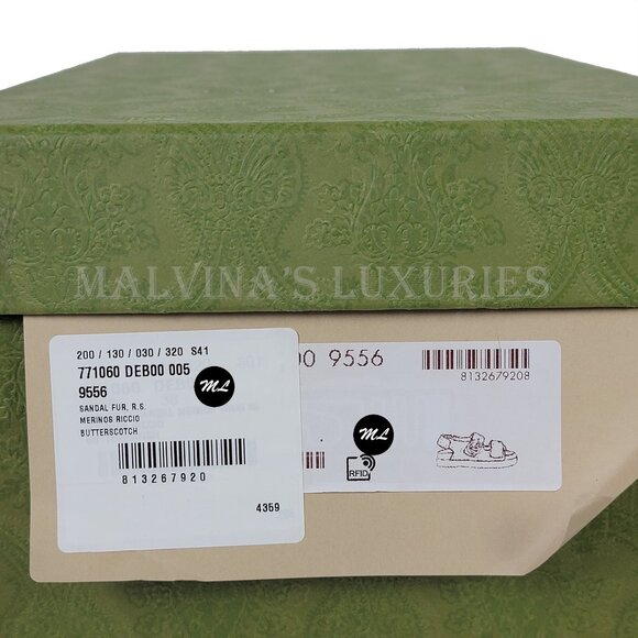 GUCCI SHOES DOUBLE G LOGO BEIGE MERINO WOOL SANDALS w STRAPS sz 38 8 US - Picture 15 of 15